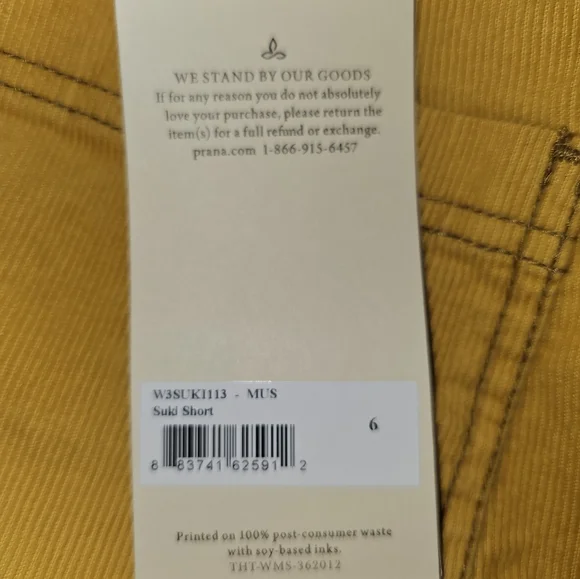 prAna Suki Corduroy Mustard Gold Shorts Low Rise Bottoms Fall Women's Sz 6 NWT - Picture 9 of 13